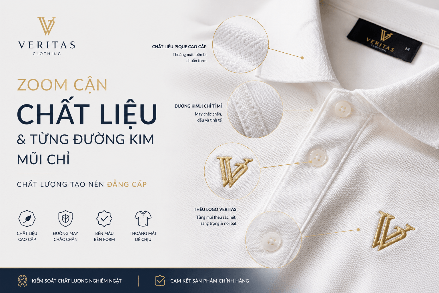 Zoom 100% Chất Liệu Áo Sơ Mi Lụa Cao Cấp Veritas Clothing - Veritas Clothing